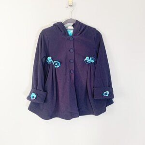 5/$25‎ Maria Elena thick fleece flower button front hooded long sleeve jacket